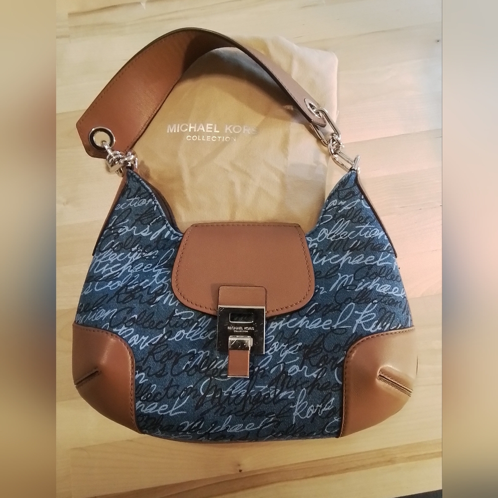 Michael Kors Denim Bancroft MD Shoulder Bag